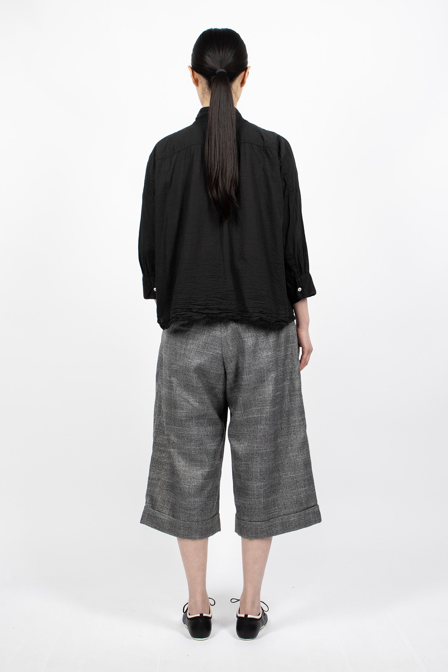 WP 3/4 Pants Dark Grey Lurex Glen Plaid