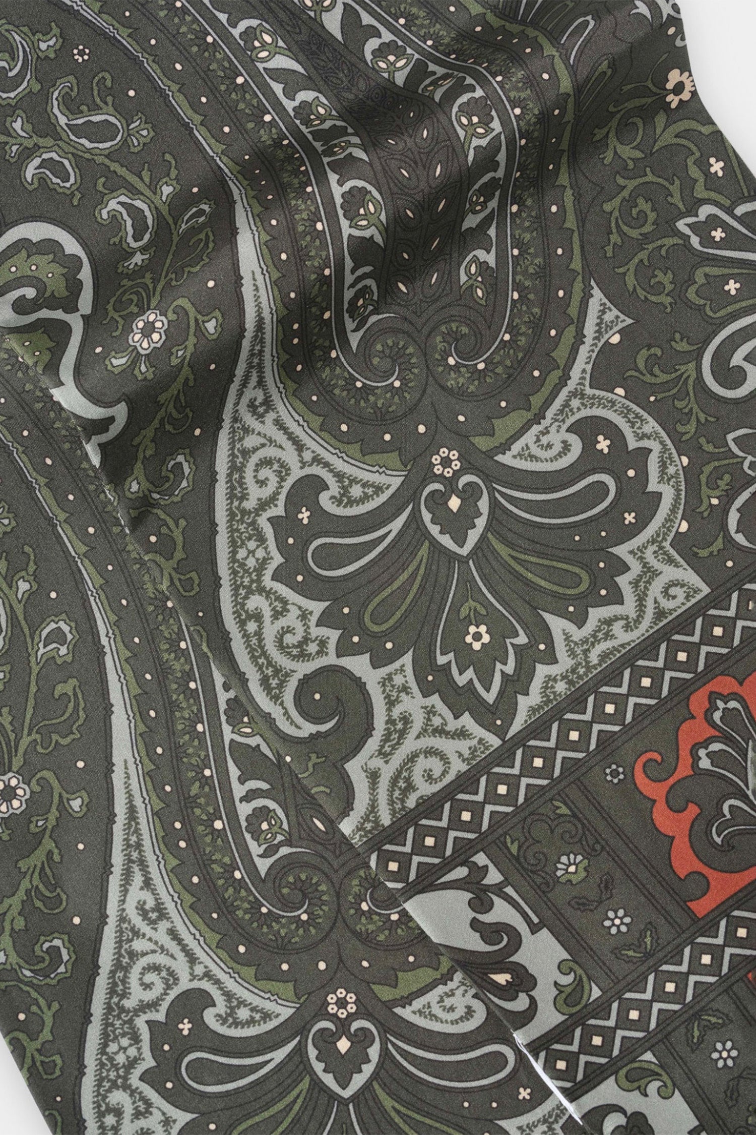 Paisley Silk Scarf Soft Blue/Burnt Orange
