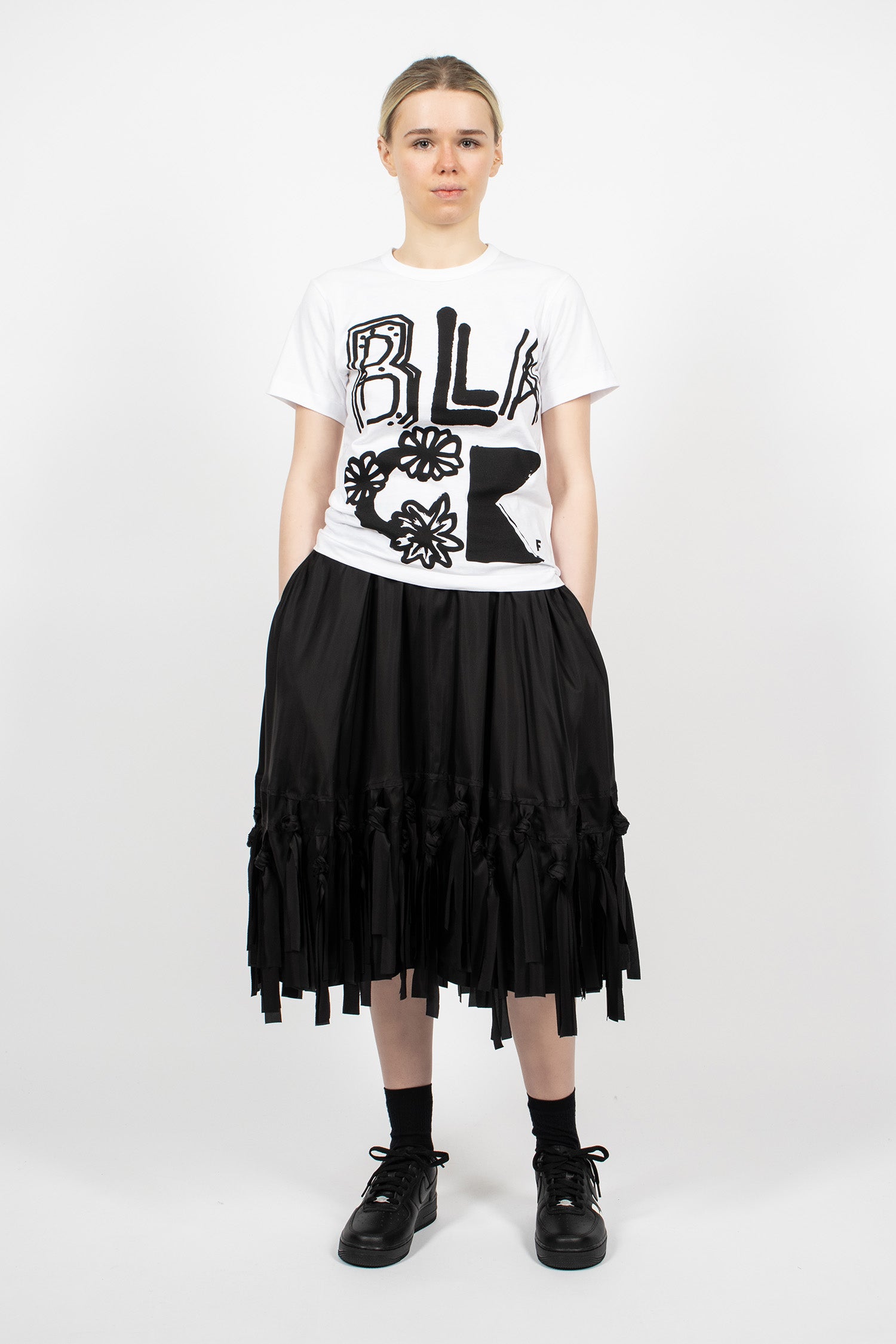Tassel Satin Skirt Black