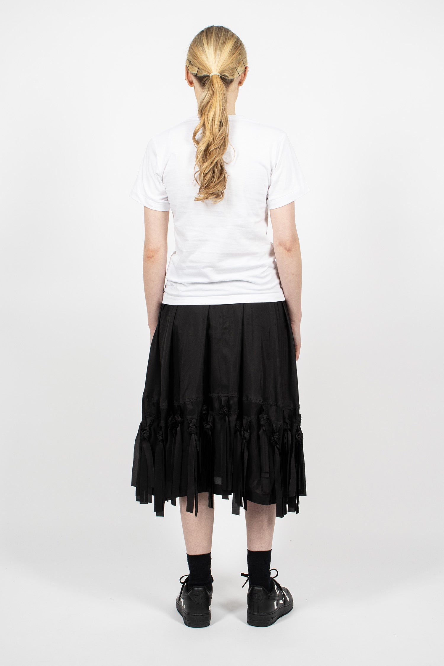 Tassel Satin Skirt Black