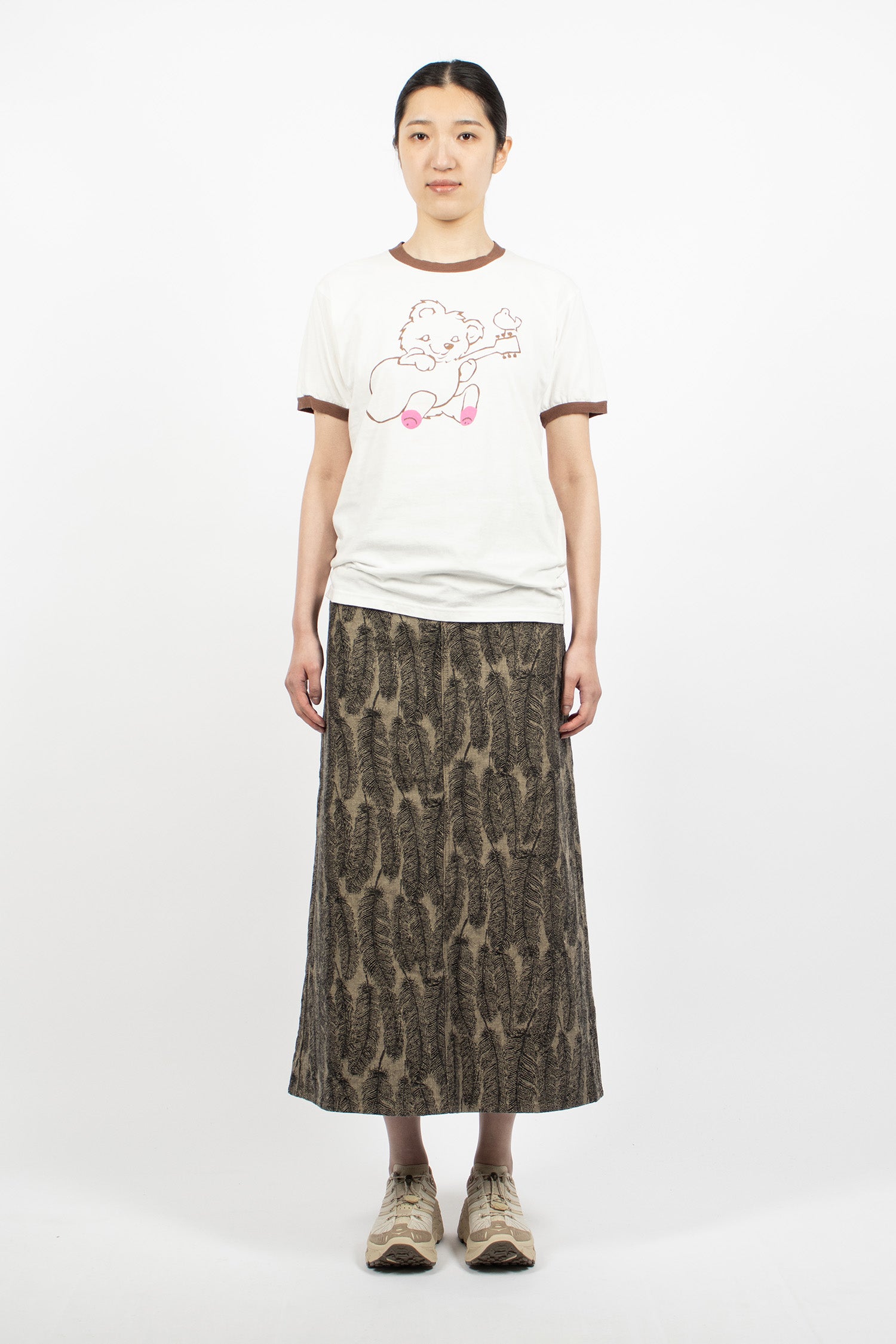 12oz Magpie Denim Maxi Skirt Black/Beige