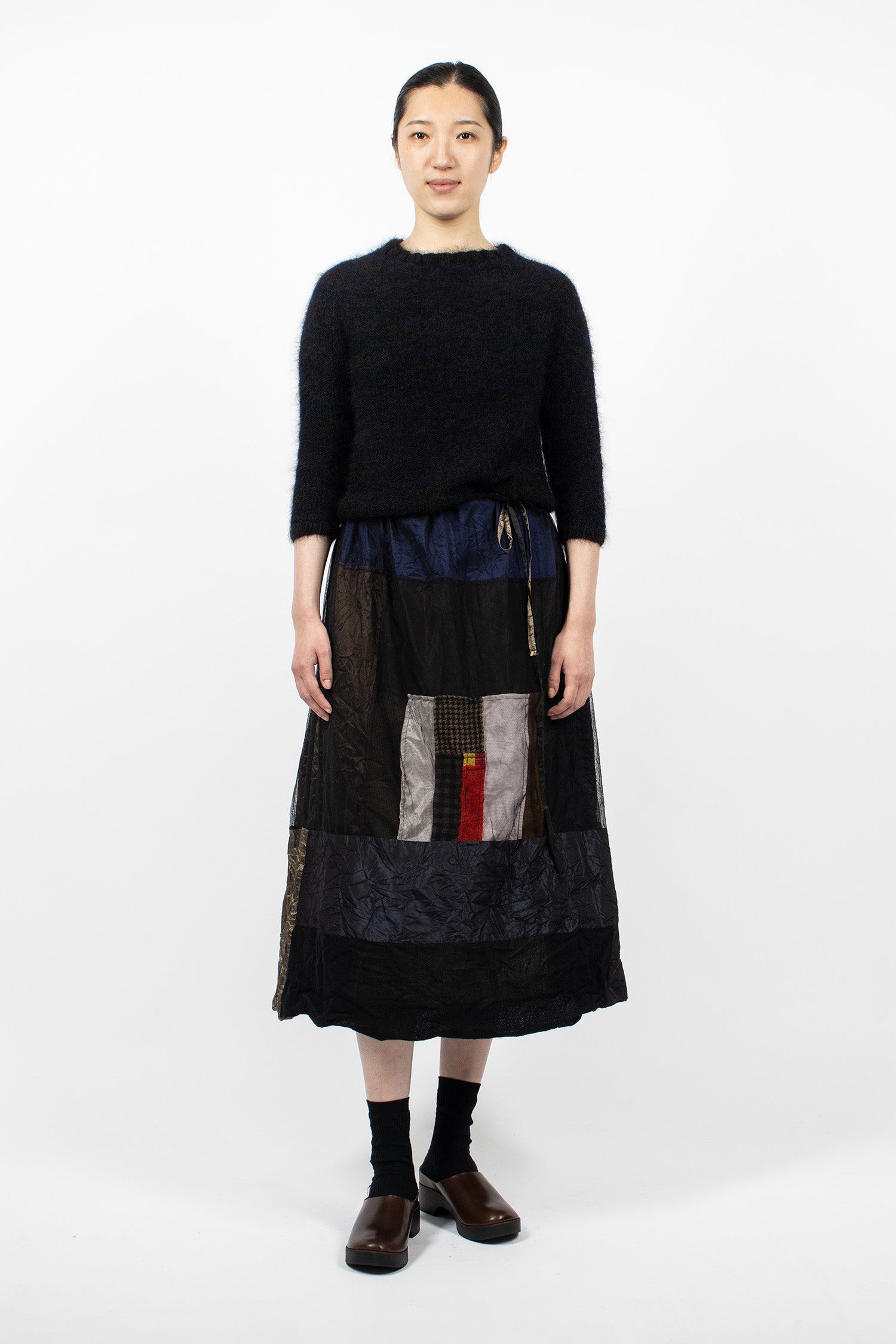 Reversible Taffeta Silk Skirt Colour Mix/Black