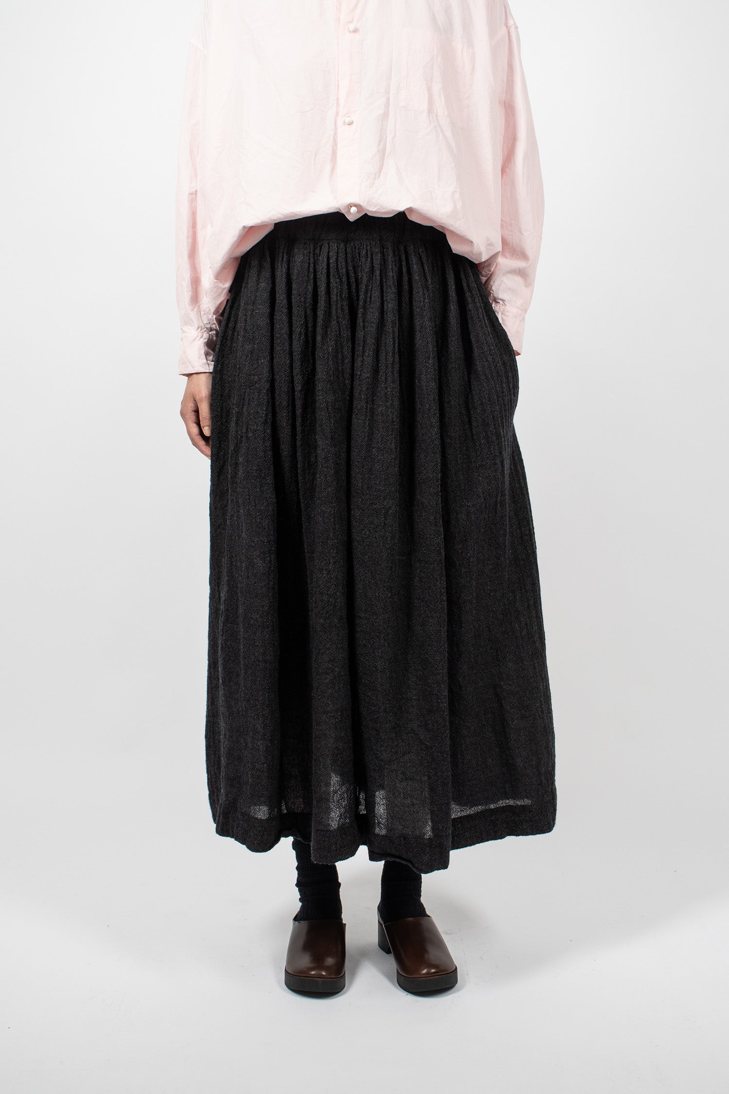 Gathered Wool Skirt Antrachite