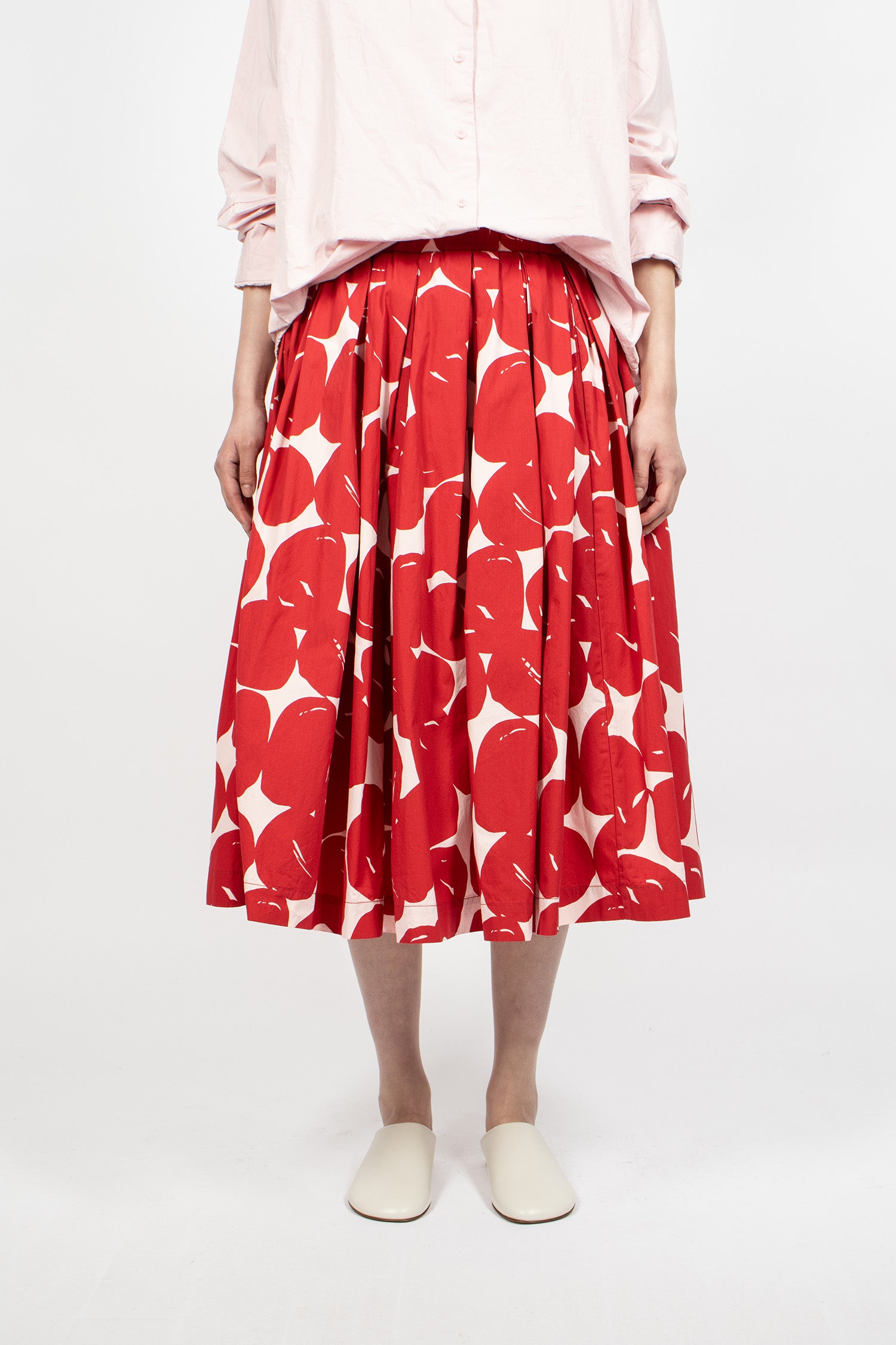 Double Rideaux Skirt Red Print