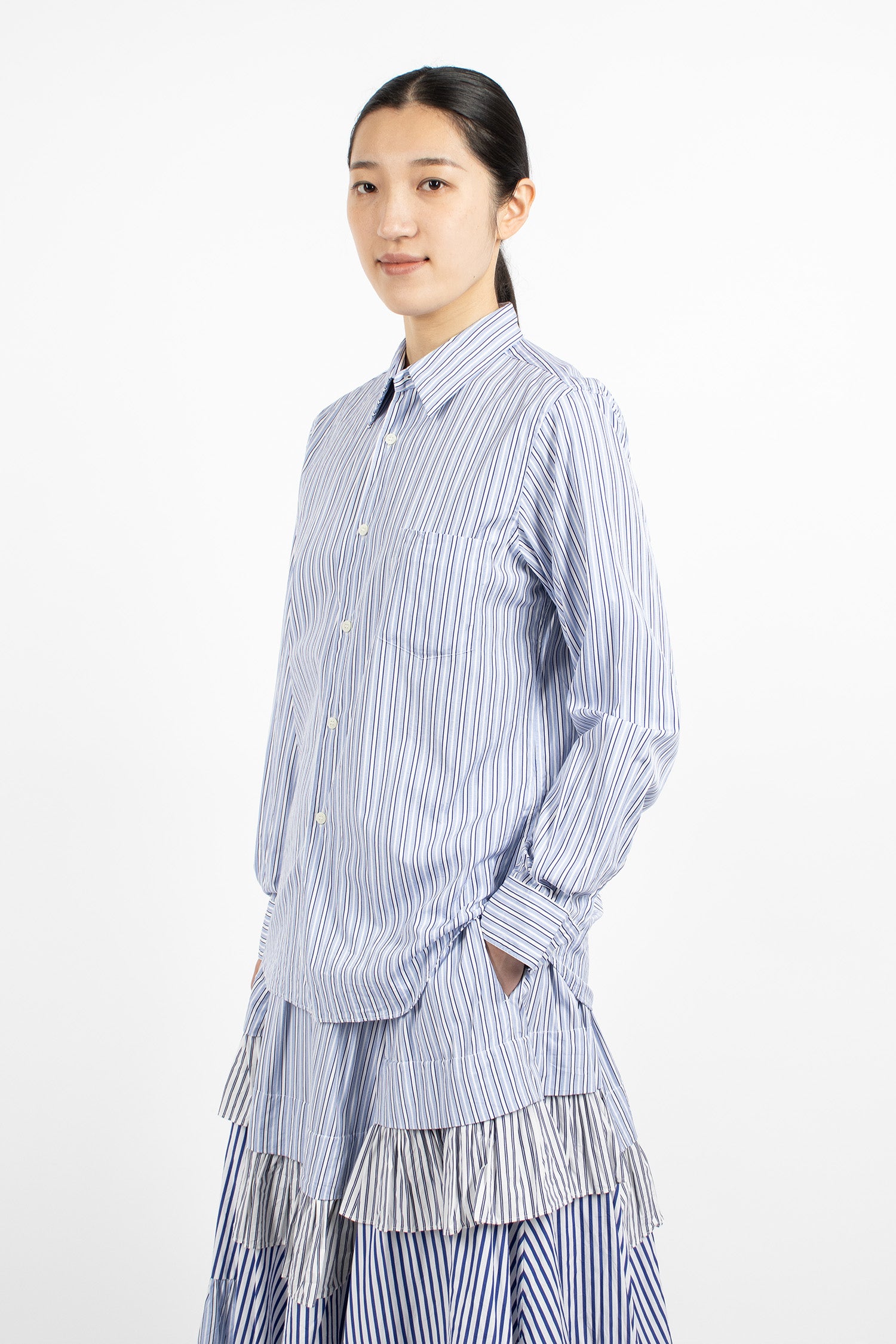 Stripe Blouse Sax/White/Navy