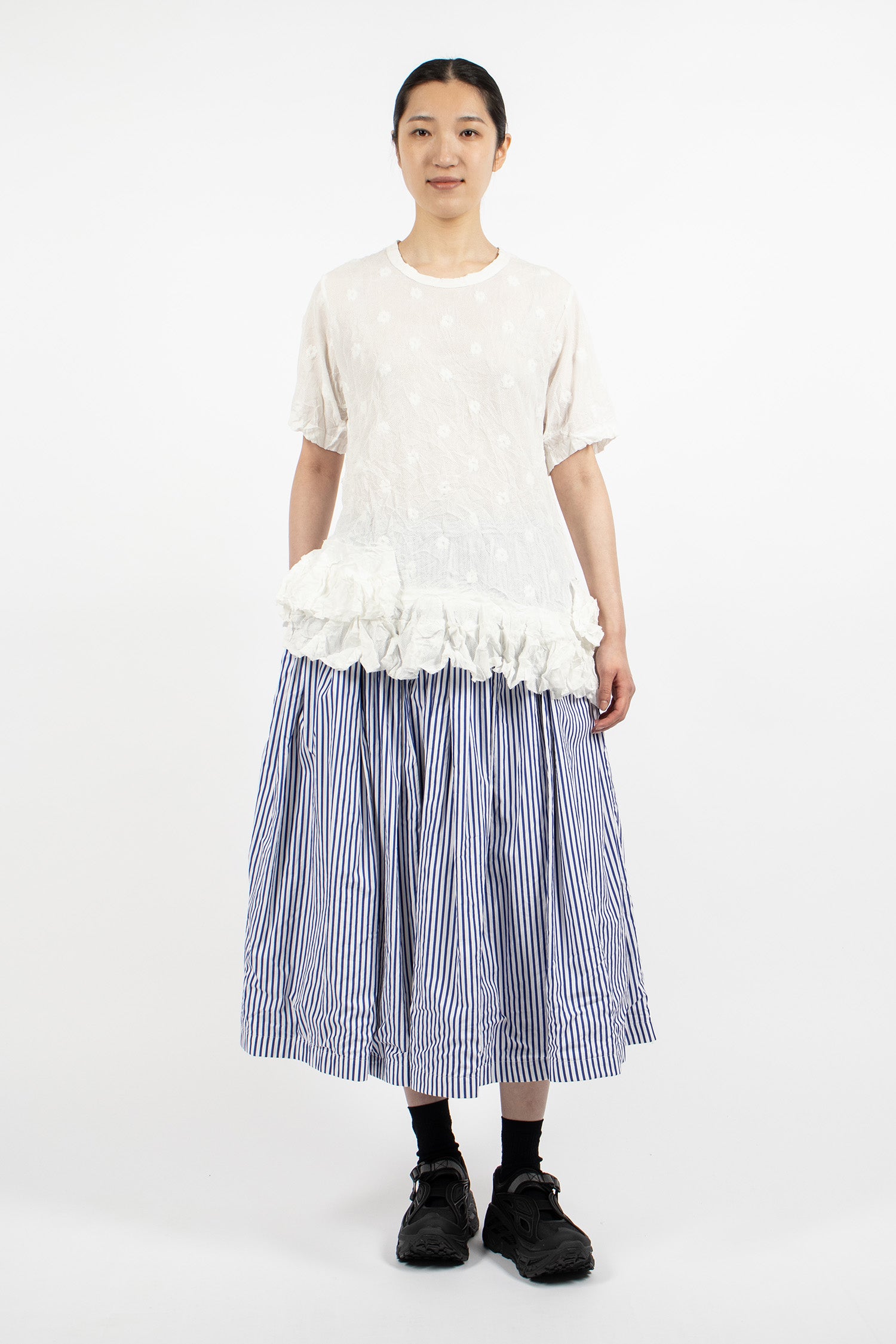Peplum Embroidered T-Shirt White