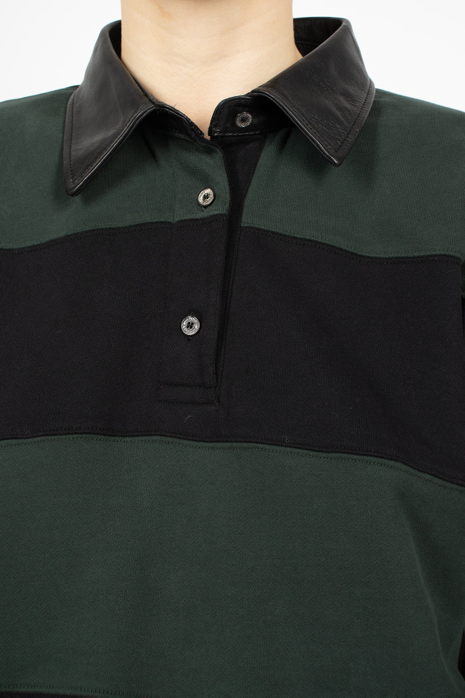 Striped Polo Sweatshirt Forest Green/Black