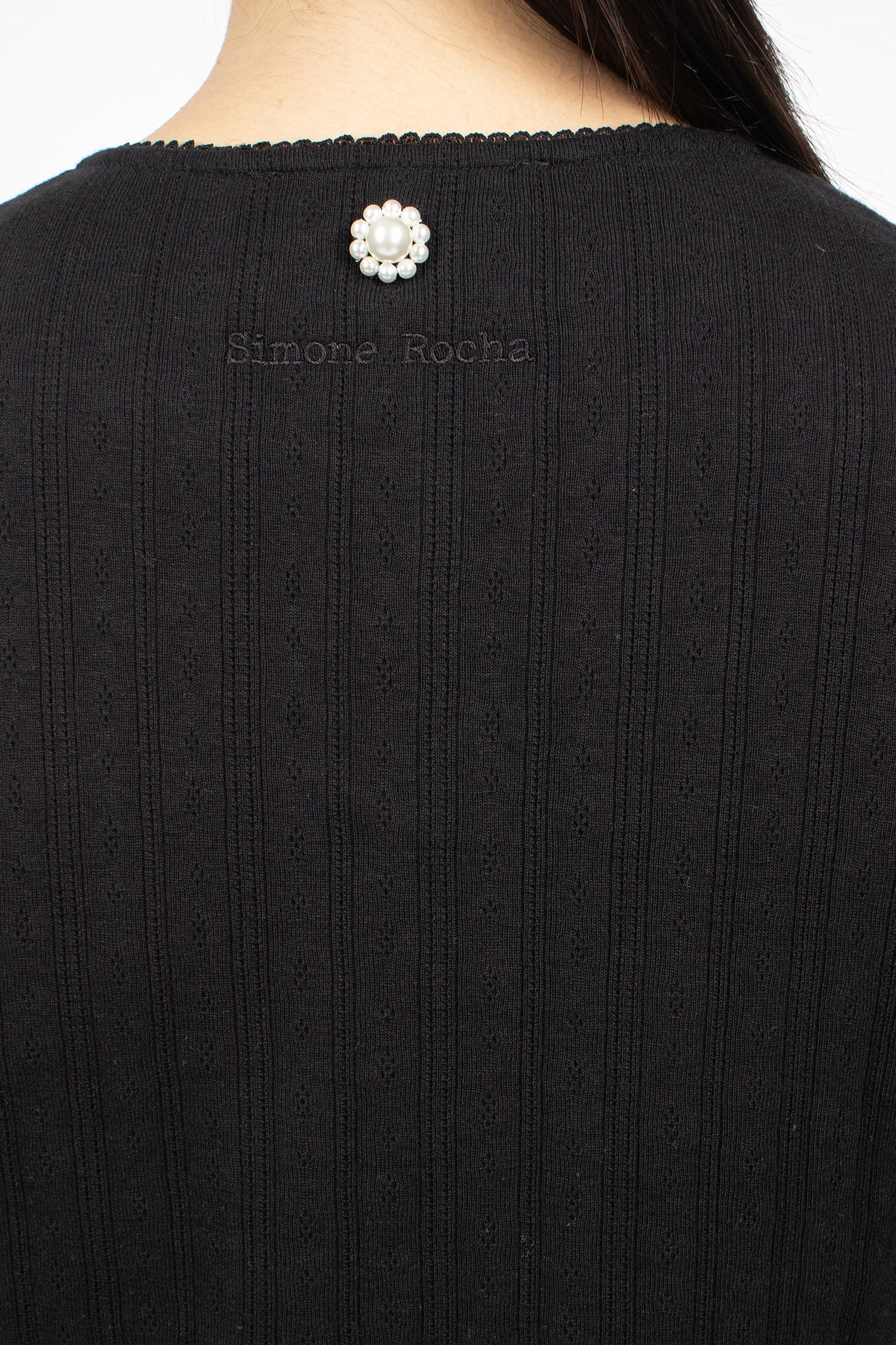 Pointelle Cardigan Black/Pearl