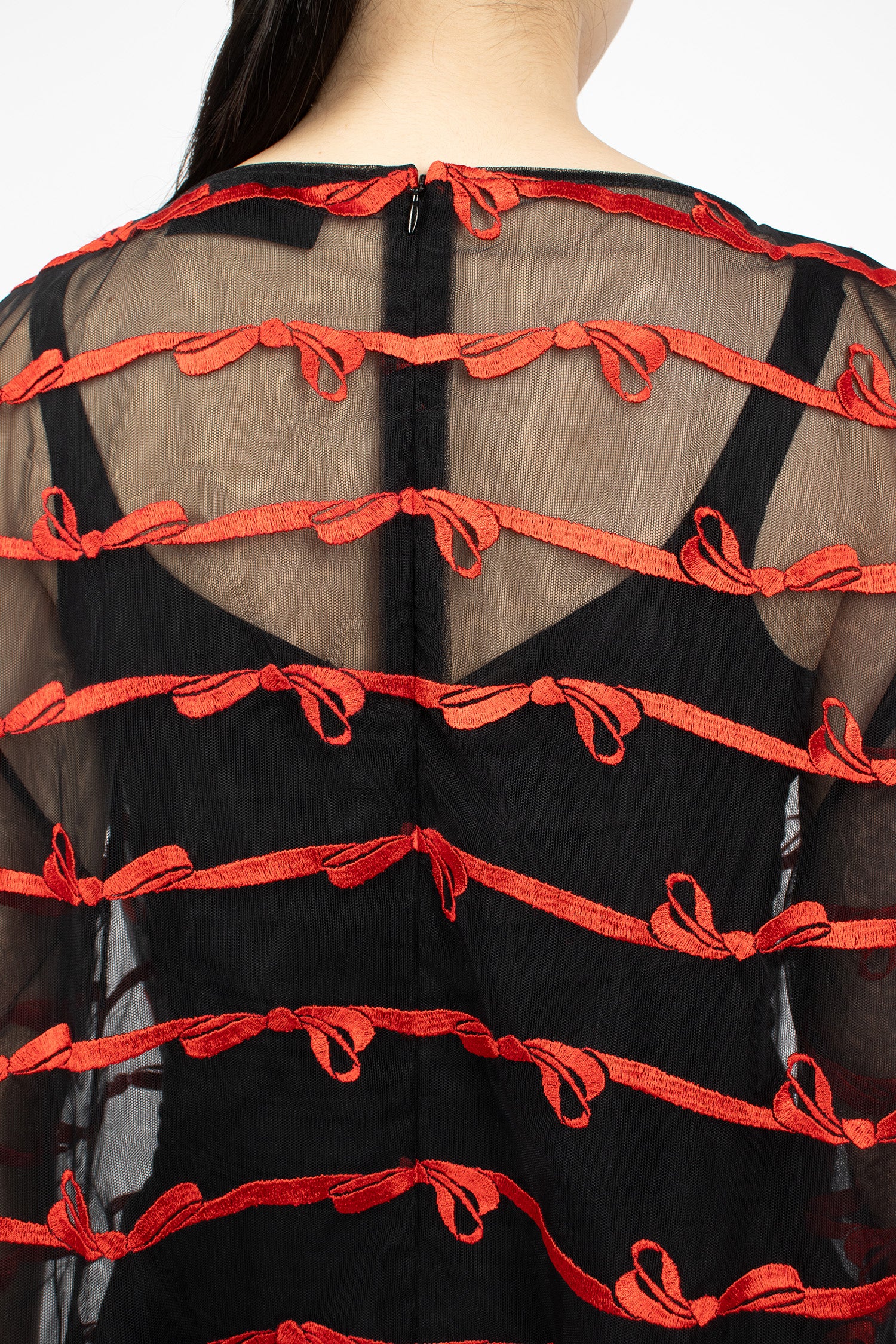 Boxy Smock Top Black/Red