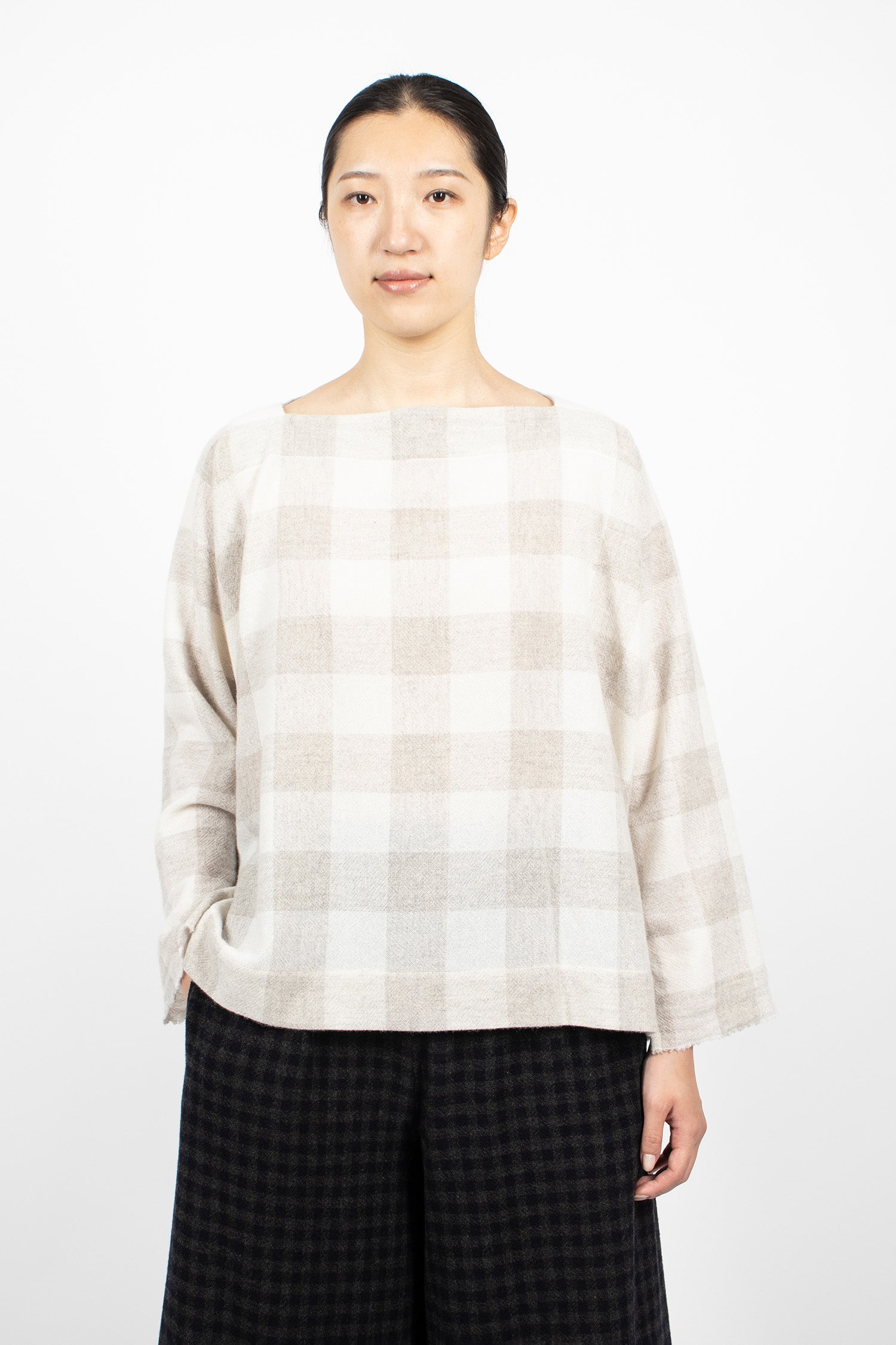 Square Cashmere Shirt Light Grey/Cream