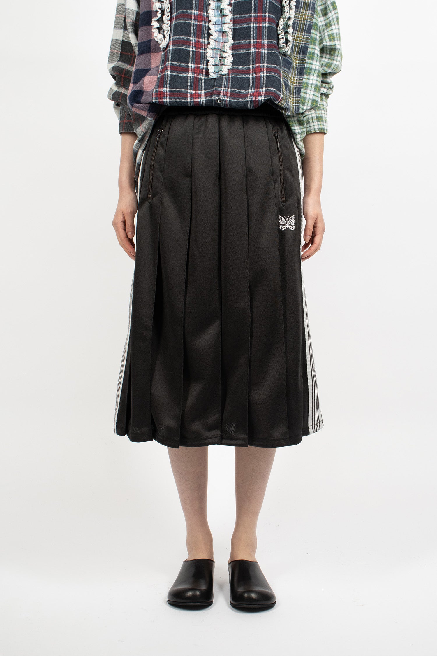 Pleated Track Skirt Charcoal/Silver