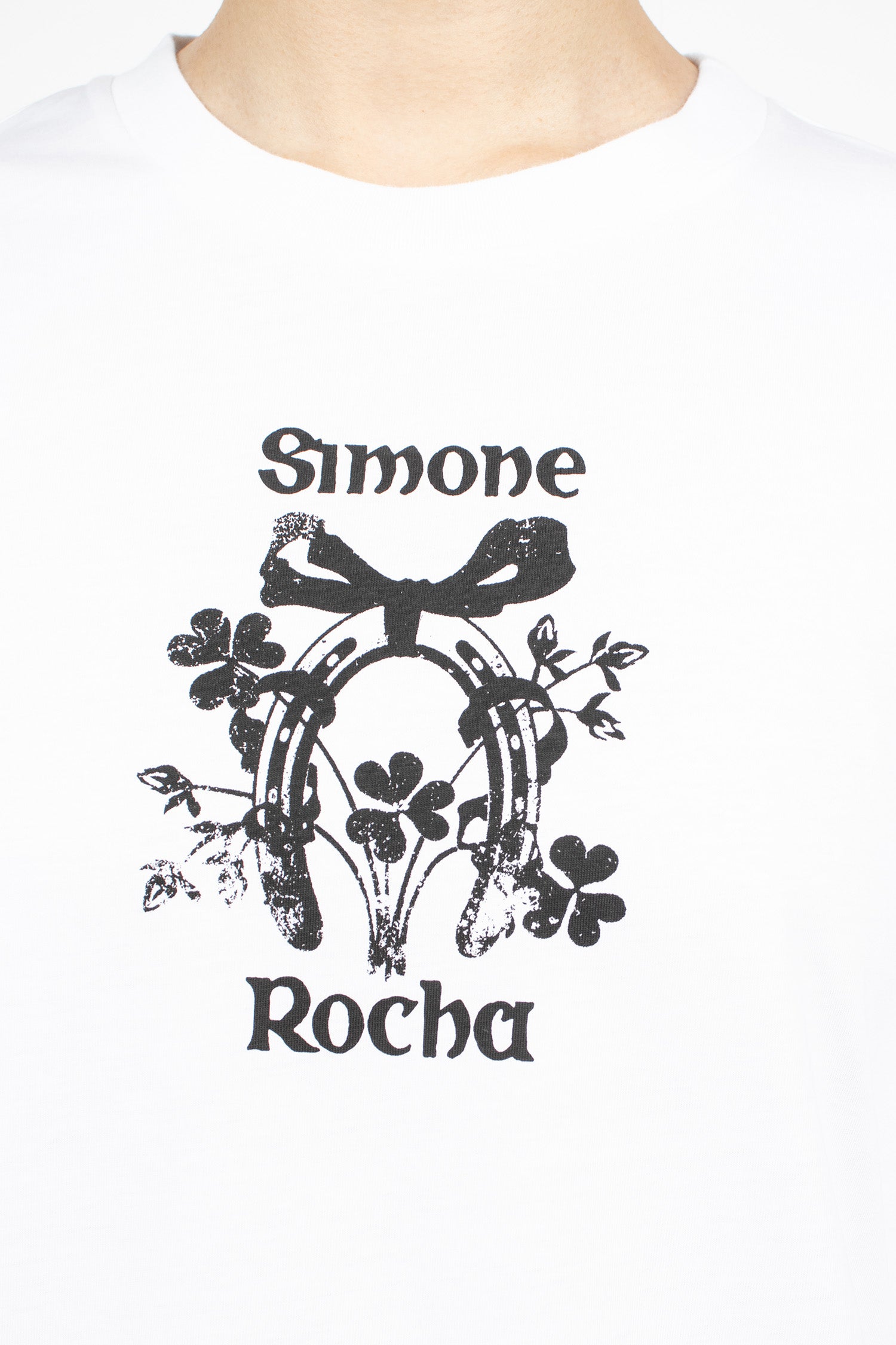 Coming Up Roses Print Long Sleeve T-Shirt White/Black