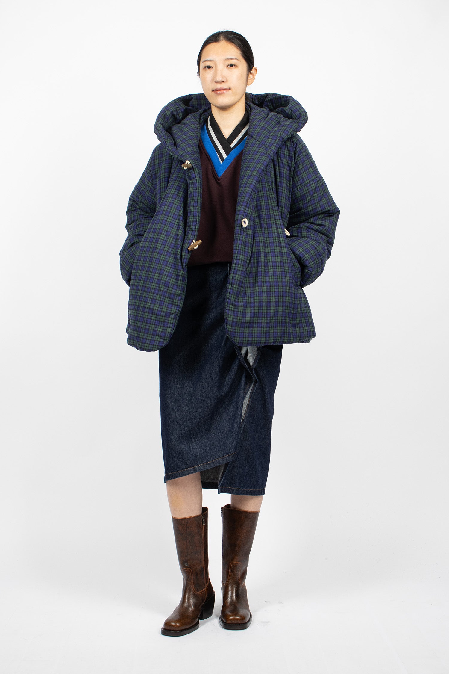 Flannel Puffer Jacket Green