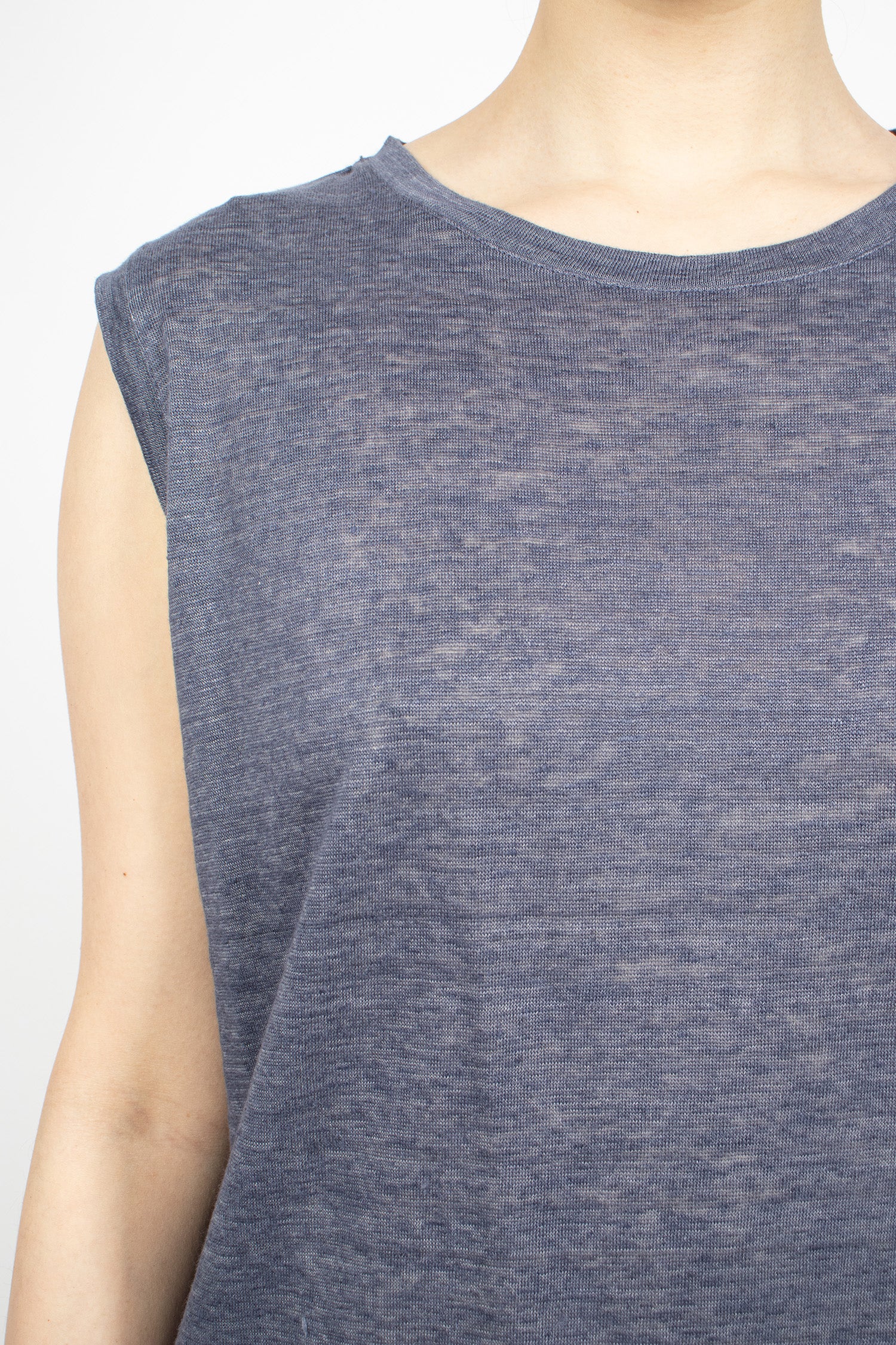 Linen Plainstitch Tank Top Indigo