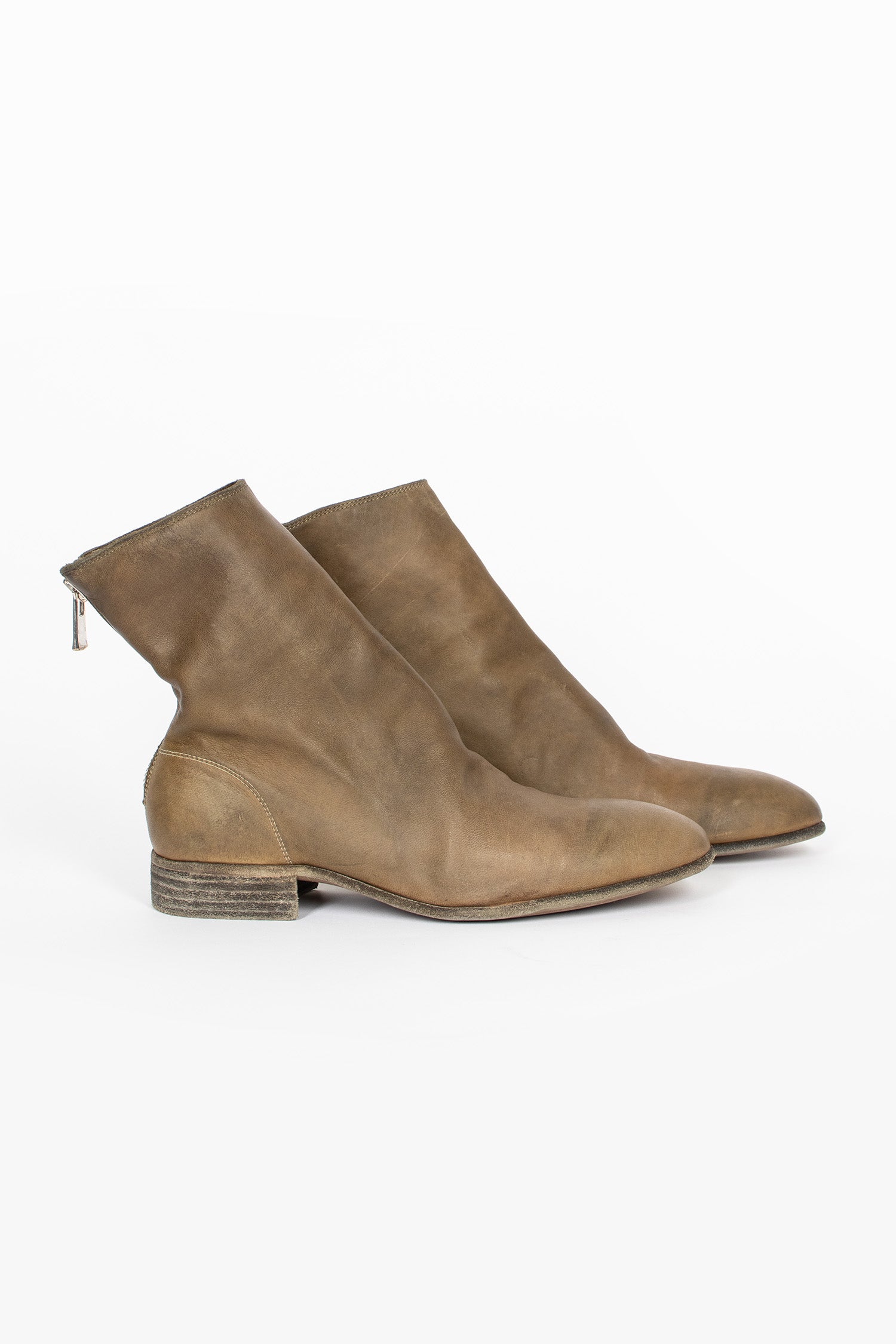 596 Full Grain Back Zip Ankle Boots CV177T Olive