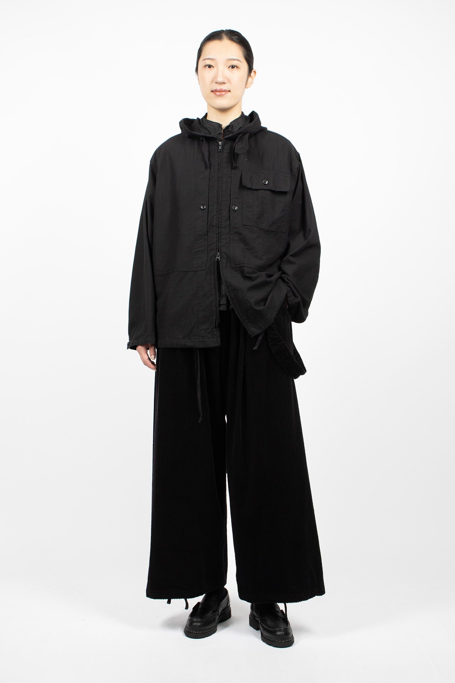 Zip Hooded Shirt Black