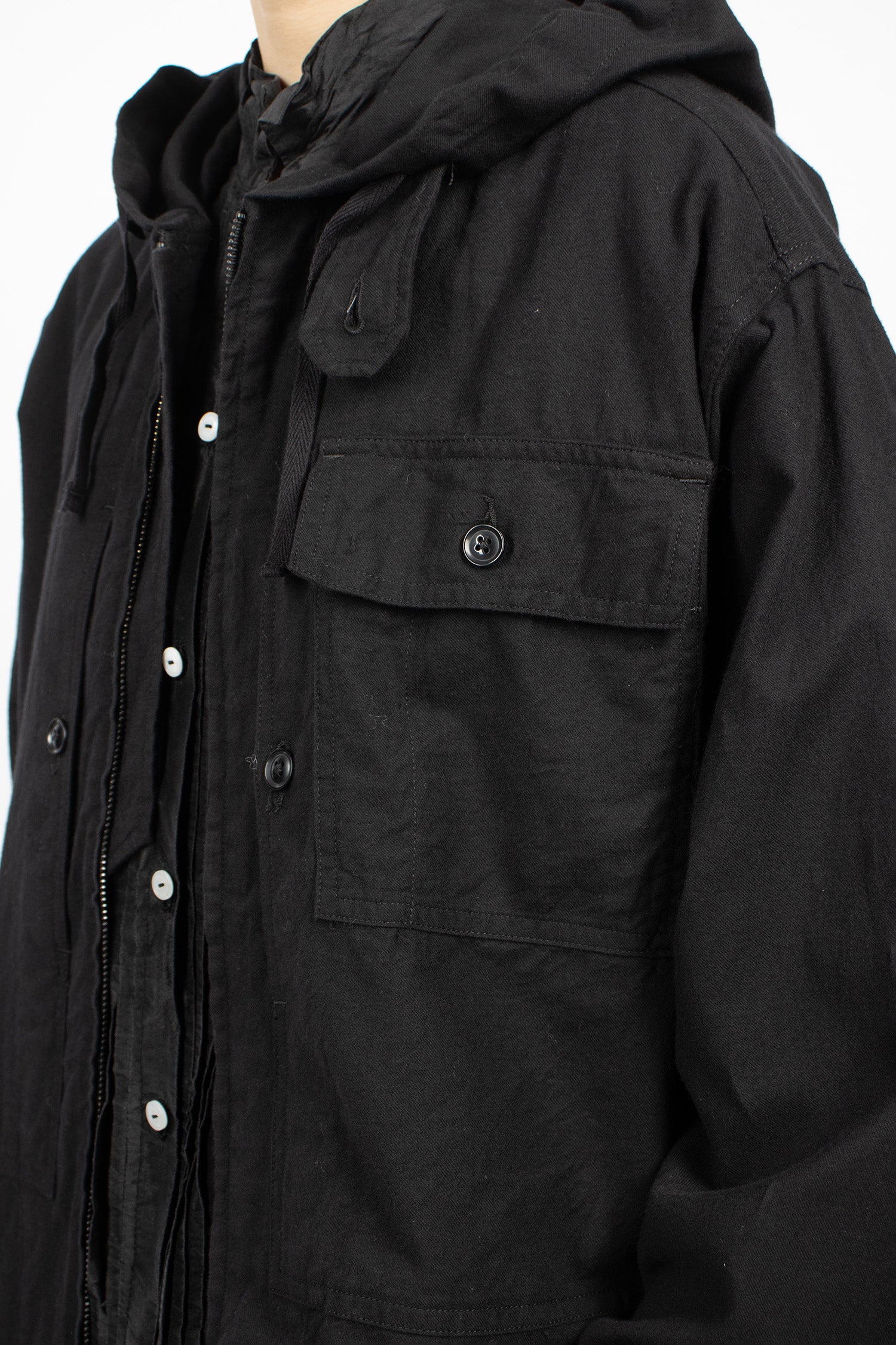 Zip Hooded Shirt Black
