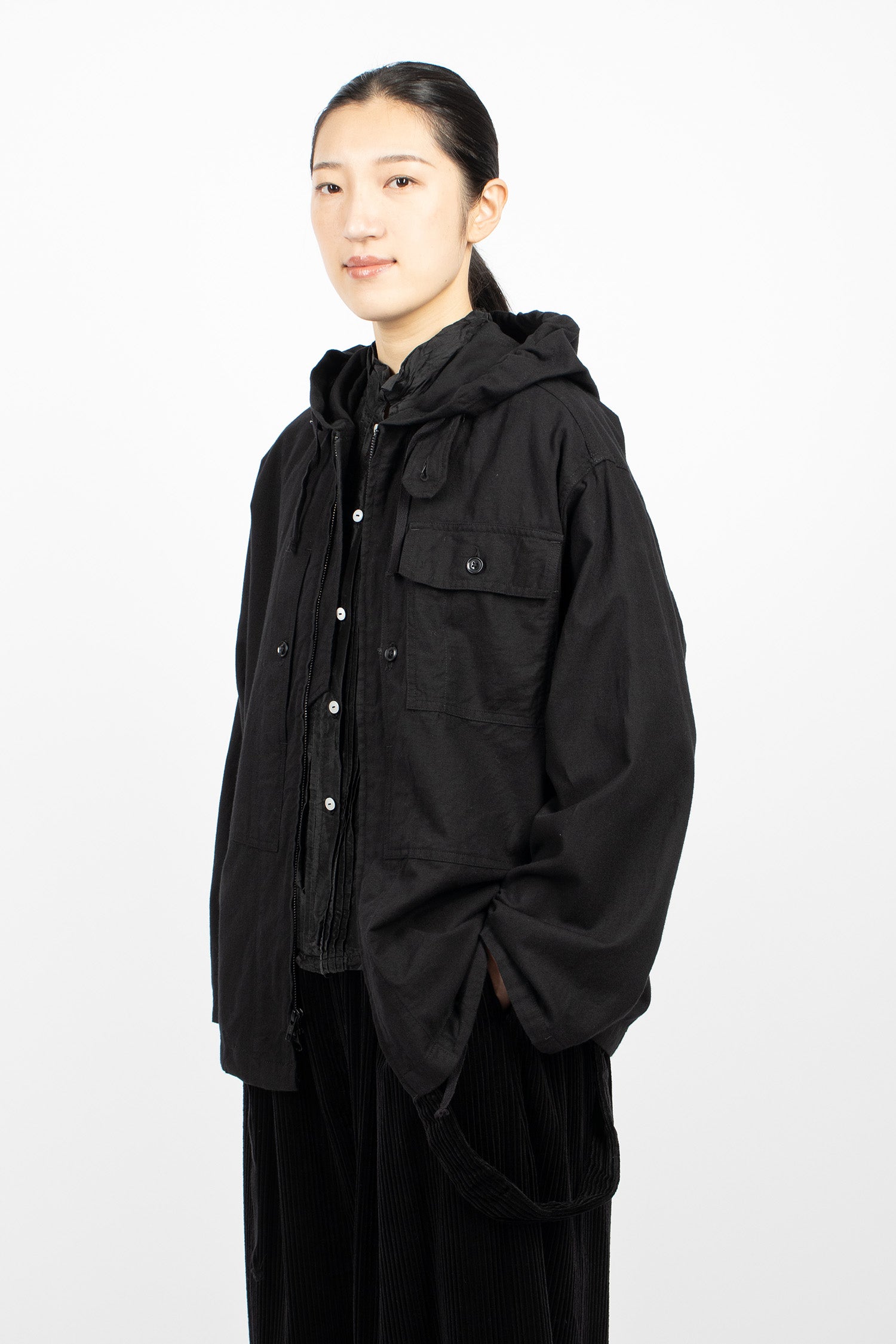 Zip Hooded Shirt Black